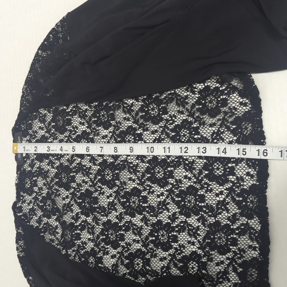 Michele Lynn Crop Black Cardigan Lace Back Drape Front Women's Size Medium - Picture 4 of 6